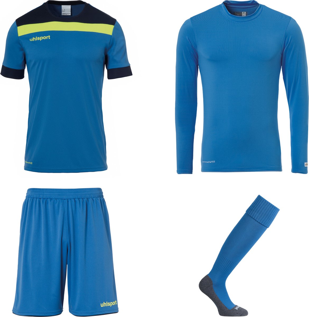 Uhlsport Offence Keeperstenue Blauw Geel Keepershandschoenen - Maat S