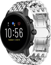 Stalen Smartwatch bandje - Geschikt voor  Fossil Gen 5 stalen draak band - zilver - Strap-it Horlogeband / Polsband / Armband