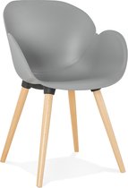 Alterego Scandinavische design stoel 'PICATA' grijs met houten poten