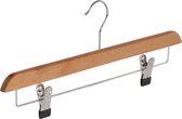 De Kledinghanger Gigant - 5 x Rok / broekhanger lotushout naturel gelakt met anti-slip knijpers, 34 cm