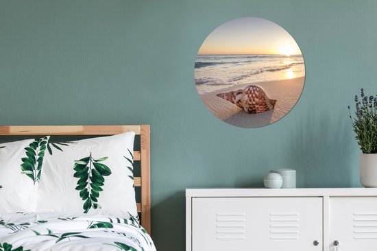 Cercle de papier peint - Coquillage - Plage - Ciel - 50x50 cm - Cercle mural - Autocollant - Sticker papier peint