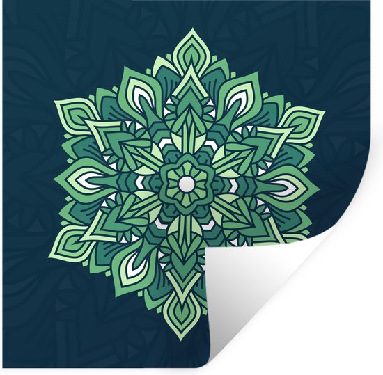 Muurstickers - Sticker Folie - Mandala abstract groen - 100x100 cm - Plakfolie - Muurstickers Kinderkamer - Zelfklevend Behang XXL - Zelfklevend behangpapier - Stickerfolie