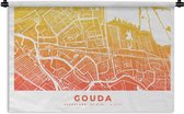 Tapisserie - Toile murale - Plan de la ville - Gouda - Nederland - Jaune - 150x100 cm - Tapisserie - Carte
