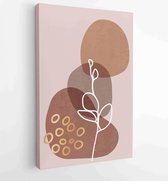 Earth tone boho gebladerte lijntekeningen tekenen met abstracte vorm. Abstract Plant Art-ontwerp voor print, omslag, behang, minimale en natuurlijke kunst aan de muur. 3 - Moderne