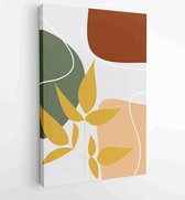 Earth tone boho gebladerte lijntekeningen tekenen met abstracte vorm. Abstract Plant Art-ontwerp voor print, omslag, behang, minimale en natuurlijke kunst aan de muur. 1 - Moderne