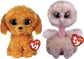 Ty - Knuffel - Beanie Boo's - Golden Doodle Dog & Henna Ostrich