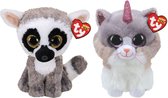 Ty - Knuffel - Beanie Buddy - Linus Lemur & Asher Cat