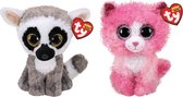 Ty - Knuffel - Beanie Boo's - Linus Lemur & Reagon Cat