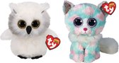 Ty - Knuffel - Beanie Boo's - Ausitin Owl & Opal Cat