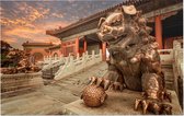 Bronzen leeuw in de Verboden Stad van Beijing in China - Foto op Forex - 90 x 60 cm