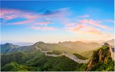 Panorama van de Grote Chinese Muur bij zonsopkomst - Foto op Forex - 60 x 40 cm