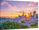 Uitzicht op het Business Center van San Francisco - Foto op Canvas - 150 x 100 cm