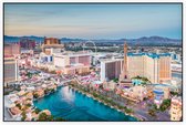 Luchtfoto van de skyline en Las Vegas Strip bij dauw - Foto op Akoestisch paneel - 90 x 60 cm