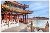 Uitzicht op de Witte Pagoda van Beihai Park in Beijing - Foto op Akoestisch paneel - 90 x 60 cm