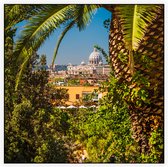 Uitzicht op de koepel van Vaticaanstad in Rome - Foto op Akoestisch paneel - 150 x 150 cm