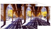 Een fietspad onder een spoorweg in Chicago stad - Foto op Textielposter - 120 x 80 cm
