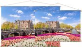 Een kleurrijke lente met tulpenbloemen in Amsterdam - Foto op Textielposter - 120 x 80 cm