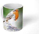 Mok - Koffiemok - Roodborstje - Tak - Hout - Mokken - 350 ML - Beker - Koffiemokken - Theemok