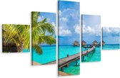 Schilderij - Pier in paradijs, Oceaan, 5 luik, Premium print