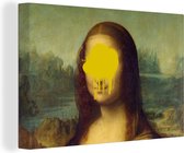 Canvas Schilderij Mona Lisa - Leonardo da Vinci - Geel - 120x80 cm - Wanddecoratie