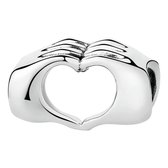 Tracelet - Zilveren bedel Liefde - Handen vormen samen hart - 925 Sterling Zilver