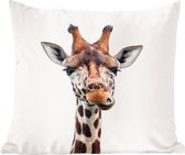 Sierkussens - Kussen - Giraffe - Portret dierenprint - 60x60 cm - Kussen van katoen