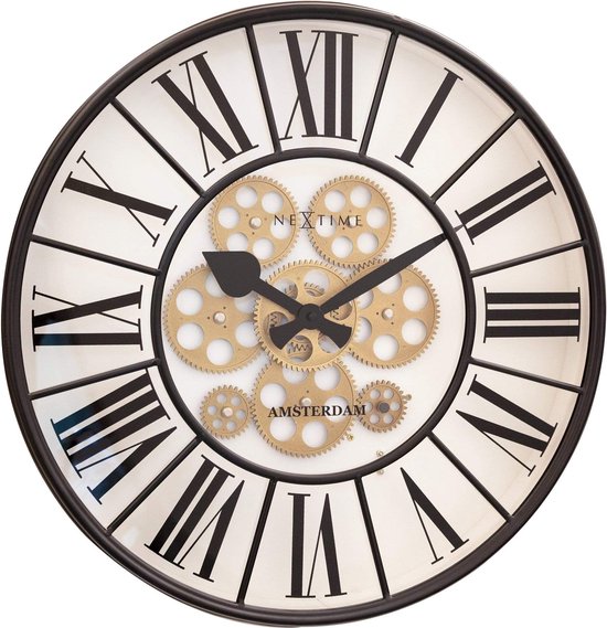 Horloge murale avec engrenages mobiles - 50cm - Wit - Grande horloge murale - William - NeXtime