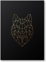 Minimalist Wolf - Goud - 500 Stukjes puzzel voor volwassenen - Dieren