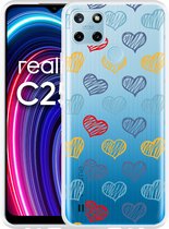 Realme C25Y Hoesje Doodle hearts - Designed by Cazy