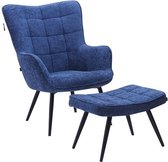 Stoffen fauteuil met bijhorende voetenbank, 80x72xH97 cm - MOOD