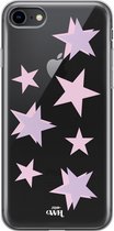 xoxo Wildhearts case voor iPhone 7/8 SE - Pink Stars - xoxo Wildhearts Transparant Case