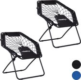 Relaxdays 2x bungee stoel WEBSTER - opvouwbaar - bungee chair grijs - kinderen