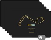 Placemat - Placemats kunststof - F1 - Circuit - Monaco - 45x30 cm - 6 stuks - Hittebestendig - Anti-Slip - Onderlegger - Afneembaar
