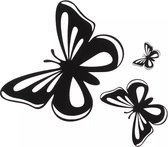 GoedeDoelen.Shop | (Auto) Sticker 3 Vlinders Zwart | Laptopsticker | Woondecoratie | Muursticker | Vlinder | Wandsticker | Scootersticker