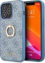 Guess Logo Backcase met Ringhouder iPhone 13 Pro Max Blauw