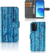 Magnet Case OPPO Reno6 5G Telefoonhoesje Wood Blue
