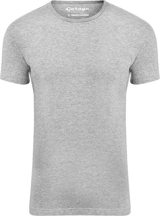 Garage 201 - Bodyfit T-shirt ronde hals korte mouw grijs melange M 80% katoen 15% viscose 5% elastan
