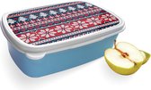 Broodtrommel Blauw met Gebreide Kersttrui Design