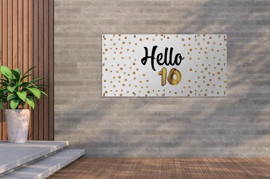 Affiche de clôture Jubilee - Or - 10 ans - 200x100 cm - Toile de jardin