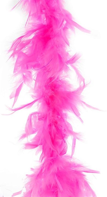 Carnaval verkleed veren Boa - kleur fluor fuchsia roze - 2 meter - Verkleedkleding accessoires