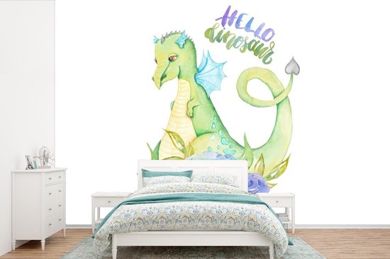 Papier peint - Papier peint photo Dinosaurus - Roses - Chambre d'enfants - Largeur 330 cm x hauteur 220 cm