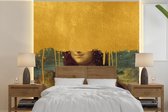 Behang - Fotobehang Mona Lisa - Goud - Da Vinci - Breedte 240 cm x hoogte 240 cm