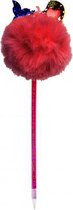 Fluffy balpen met zeemeermin rood 28,5 cm