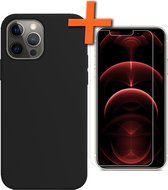 Hoesje Geschikt voor iPhone 13 Pro Max Hoesje Siliconen Cover Case Met Screenprotector - Hoes Geschikt voor iPhone 13 Pro Max Hoes Back Case - Zwart