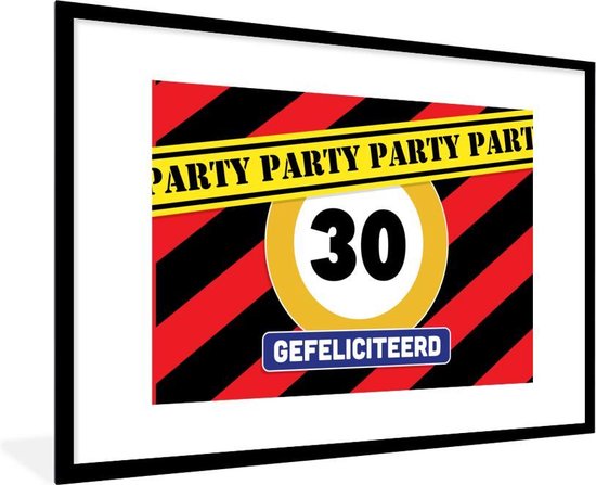 Cadre photo avec affiche - Anniversaire - Fête - 30 ans - 90x60 cm - Cadre pour affiche