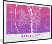 Fotolijst incl. Poster - Stadskaart - Maastricht - Paars - 120x80 cm - Posterlijst - Plattegrond