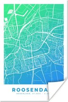 Affiche Plan de la ville - Roosendaal - Pays- Nederland - Blauw - 60x90 cm