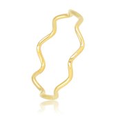 My Bendel - Goudkleurige wave aanschuifring - Smalle -goudkleurige - aanschuifring in golf design - Met luxe cadeauverpakking
