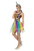 Wilbers & Wilbers - Eenhoorn Kostuum - Glinsterend Regenboog Festival - Vrouw - multicolor - Maat 36 - Carnavalskleding - Verkleedkleding