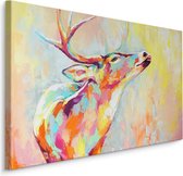Schilderij - Kleurrijk hert (print op canvas), 4 maten, wanddecoratie